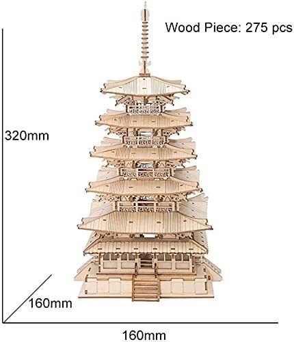 Robotime Fünfstöckige Pagode 3D Holz Puzzle Spielzeug für Kinder Kinder Geburtstags geschenk TGN02