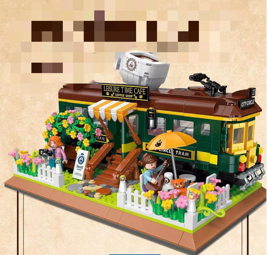 Bausteine Zug Kaffee Haus Mini Dekoration Montage Spielzeug