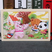 80PCS holz pädagogisches spielzeug bildungs entwicklung baby kinder ausbildung spielzeug kinder tier puzzle