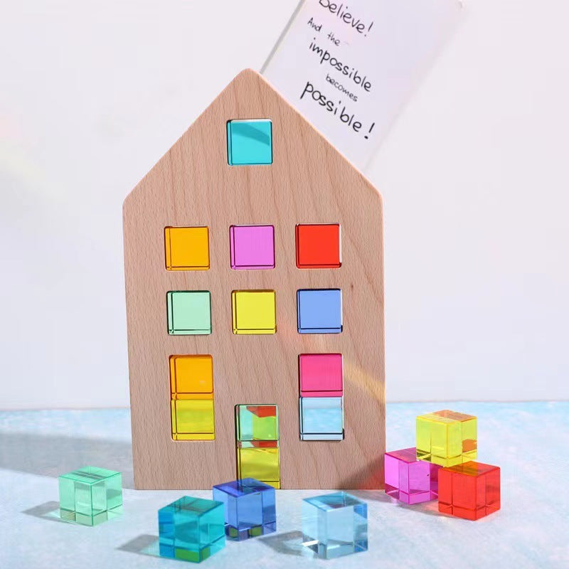 mytooy Holzhaus mit bunten Acrybausteinen