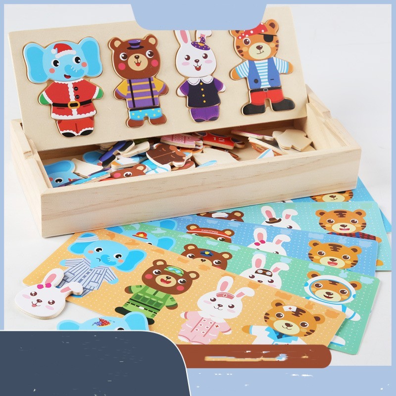 Kinderspielzeug Holzpuzzle Frühförderung Cartoon