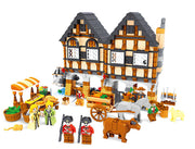 Mittelalterlicher Bauernhof Kleine Partikel DIY Kunststoff Zusammenbau Bauklötze Spielzeug
