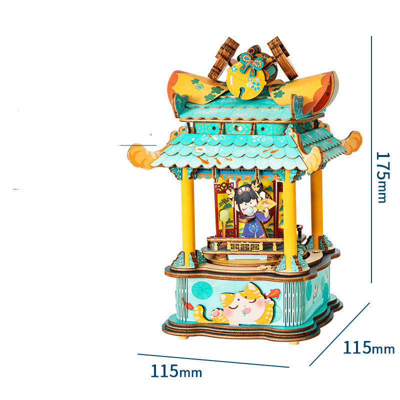 Handgemachte Merry-go-round Spieluhr Holz Puzzle Spielzeug