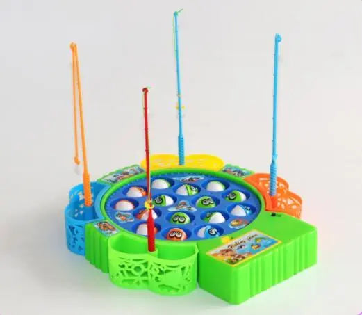 Farbenfrohes angelspiel elektrisch für Kinder mit drehendem Spielfeld, bunten Fischen und mehreren Angelruten zum spielerischen Angeln