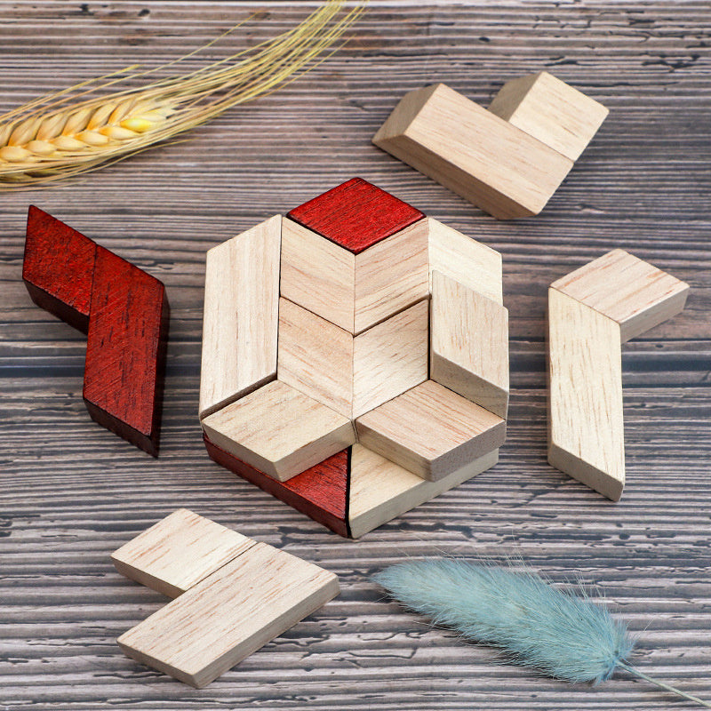 Hexagon-Prisma-Bausteine Dekompression-Bausteine Band pädagogisches Spielzeug