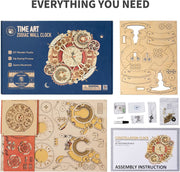 Robotime ROKR Zeit Kunst Zodiac Wanduhr 3D Holz Puzzle Spiele Modell Gebäude Kits Spielzeug für Kinder Kinder
