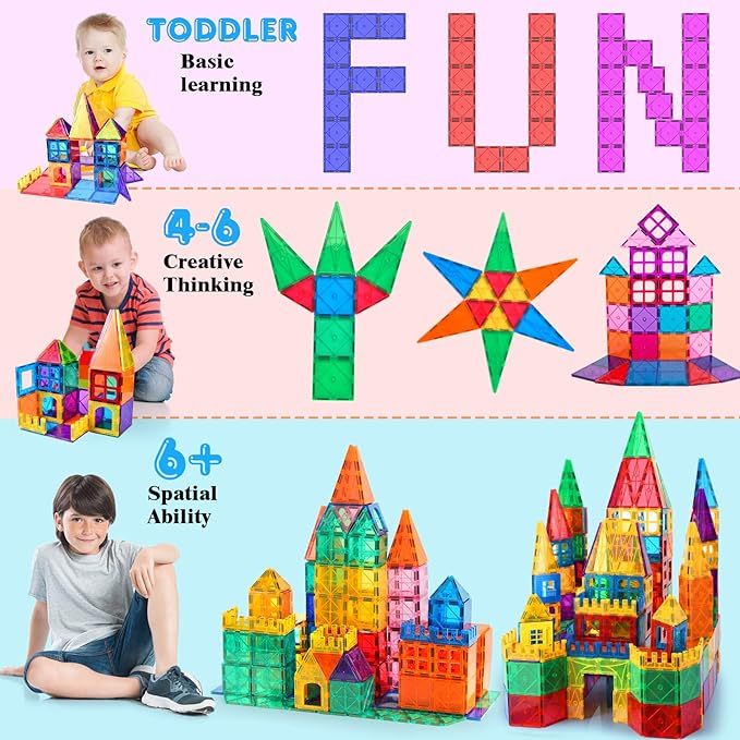 Magnet fliesen, 102PCS Magnet-Bauset, magnetische Bausteine, Bau STEM-Spielzeug für Kinder, Geschenk für Jungen Mädchen