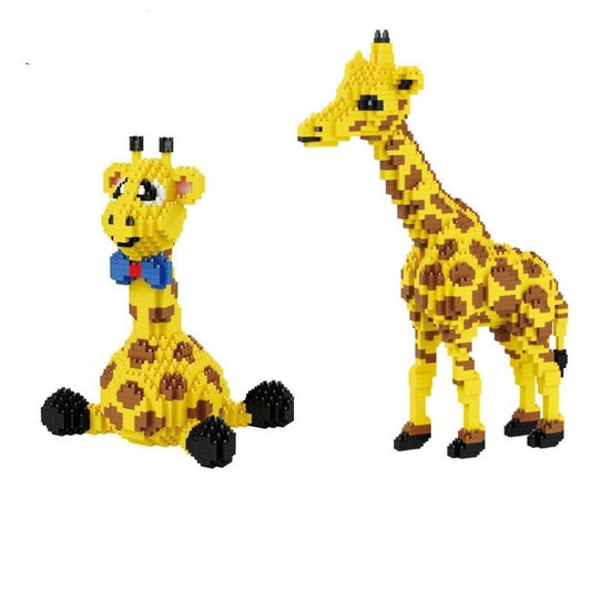 Stehende sitzende Cartoon Giraffe Puzzle zusammen gebaut Baustein Spielzeug Ornamente