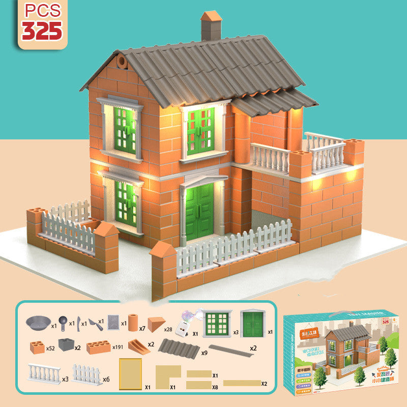 Kinder Bauen EIN Haus Ziegel Montiert Spielzeug