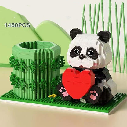 Kleine Partikel montage Einfügen Bausteine DIY Spielzeug Halten Bambus Panda