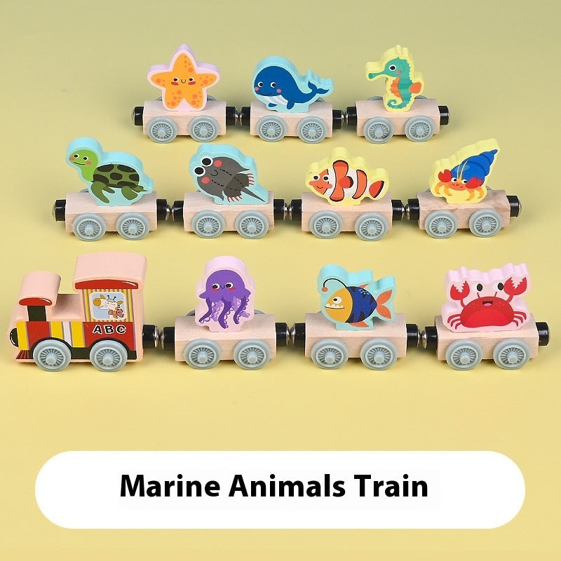 Kinder Magnetisches Auto Kleine Lokomotive Holz 5 Thema Pädagogisches Holz spielzeug