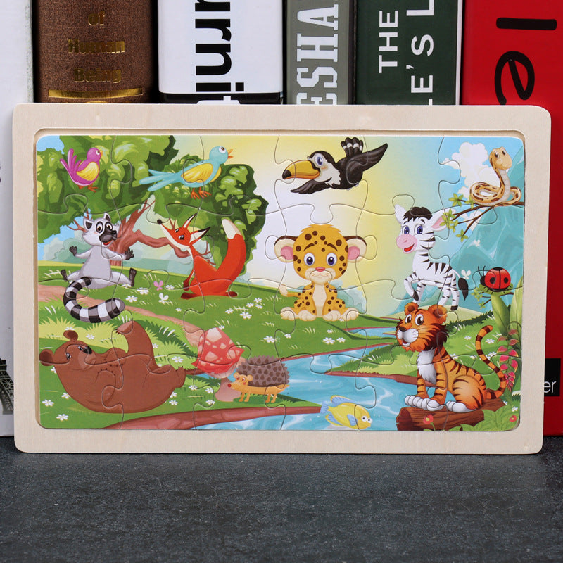 80PCS holz pädagogisches spielzeug bildungs entwicklung baby kinder ausbildung spielzeug kinder tier puzzle