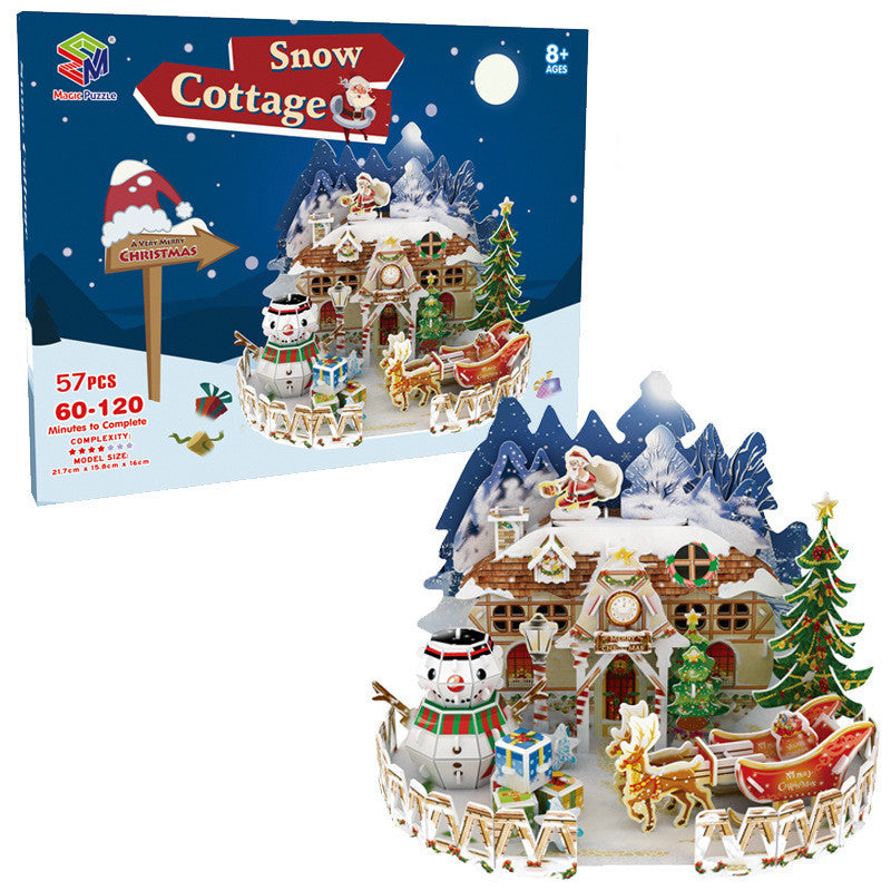 3D Dreidimensionales Puzzle Kinderspielzeug - Weihnachtshaus Geschenkbox - Engel, Elf, Fantasy, Nordisch - Papier - Kinder (4-6 Jahre) - Basteln