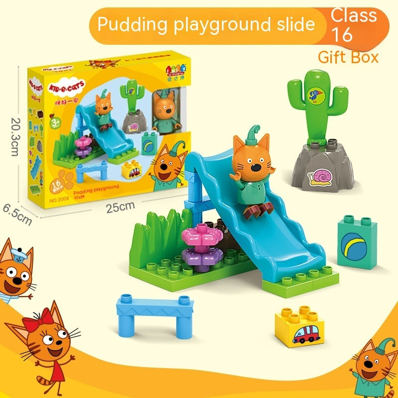 Pädagogisches Zusammenbauen Puzzle Jungen und Mädchen spielen Hauss pielzeug