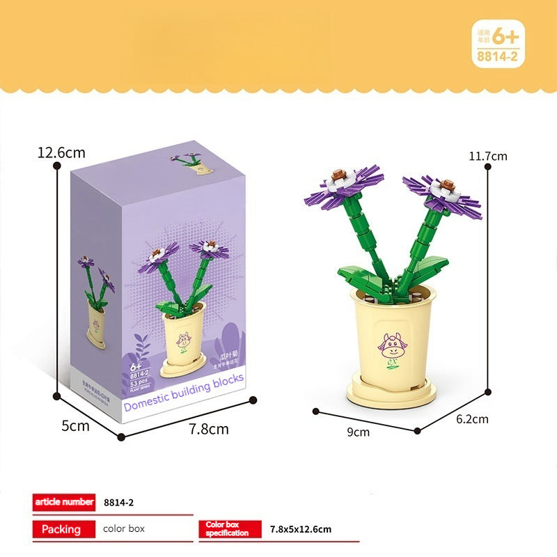 Bausteine Blumentopf DIY kleine Partikel Pädagogisches Spielzeug Desktop Dekoration Puzzle