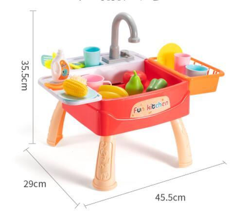 Küche Kinder Spülmaschine Simulation Waschbecken Wasserhahn Zirkulierende Wasser Elektrische Waschen Tisch Spielzeug