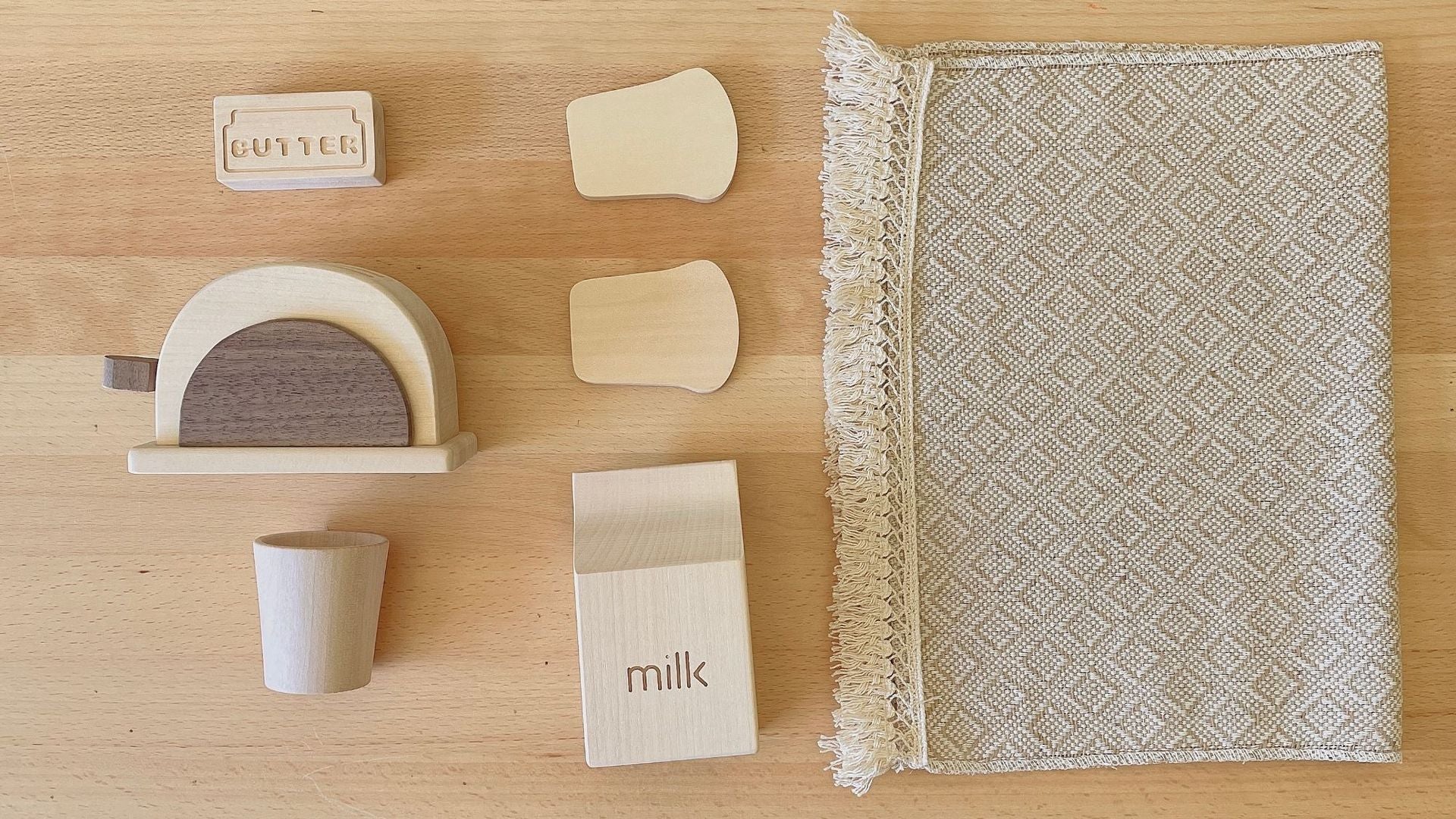 Basswood Log Frühstück Kombination Brot maschine Milch Schwarz Walnuss Kinder Spielhaus Holz spielzeug
