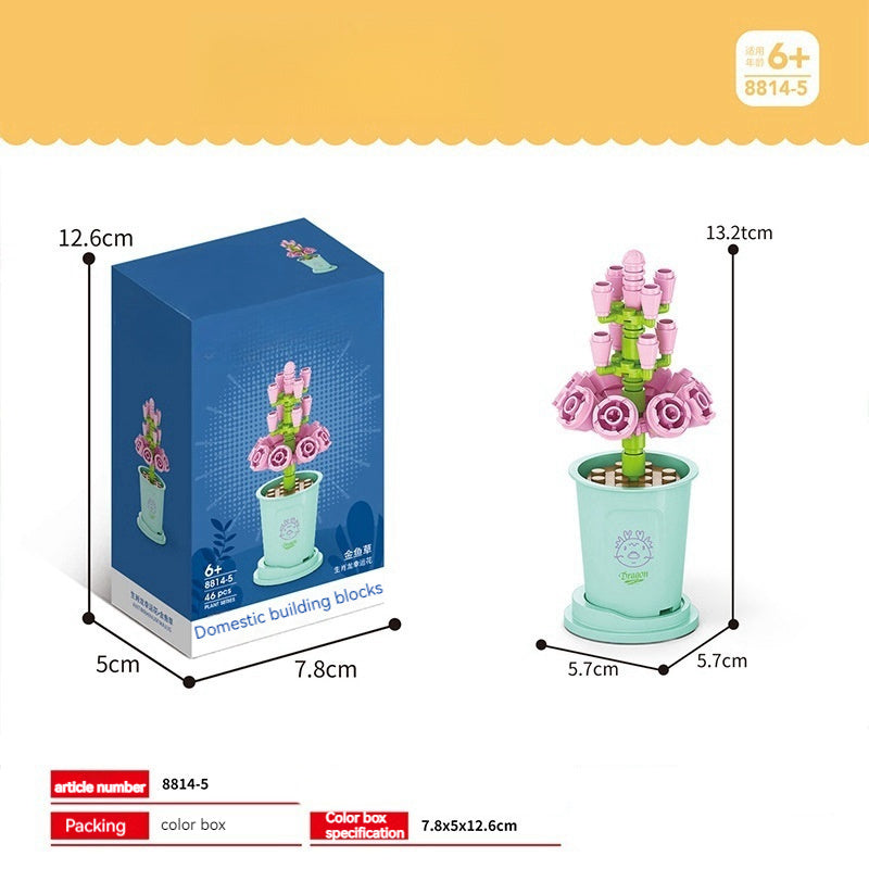 Bausteine Blumentopf DIY kleine Partikel Pädagogisches Spielzeug Desktop Dekoration Puzzle