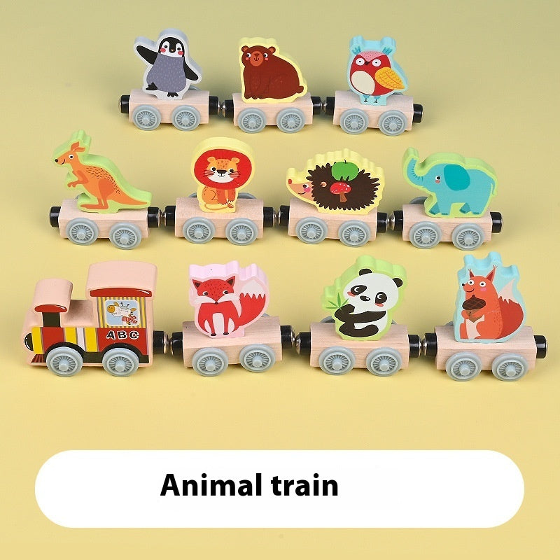 Kinder Magnetisches Auto Kleine Lokomotive Holz 5 Thema Pädagogisches Holz spielzeug