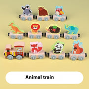 Kinder Magnetisches Auto Kleine Lokomotive Holz 5 Thema Pädagogisches Holz spielzeug