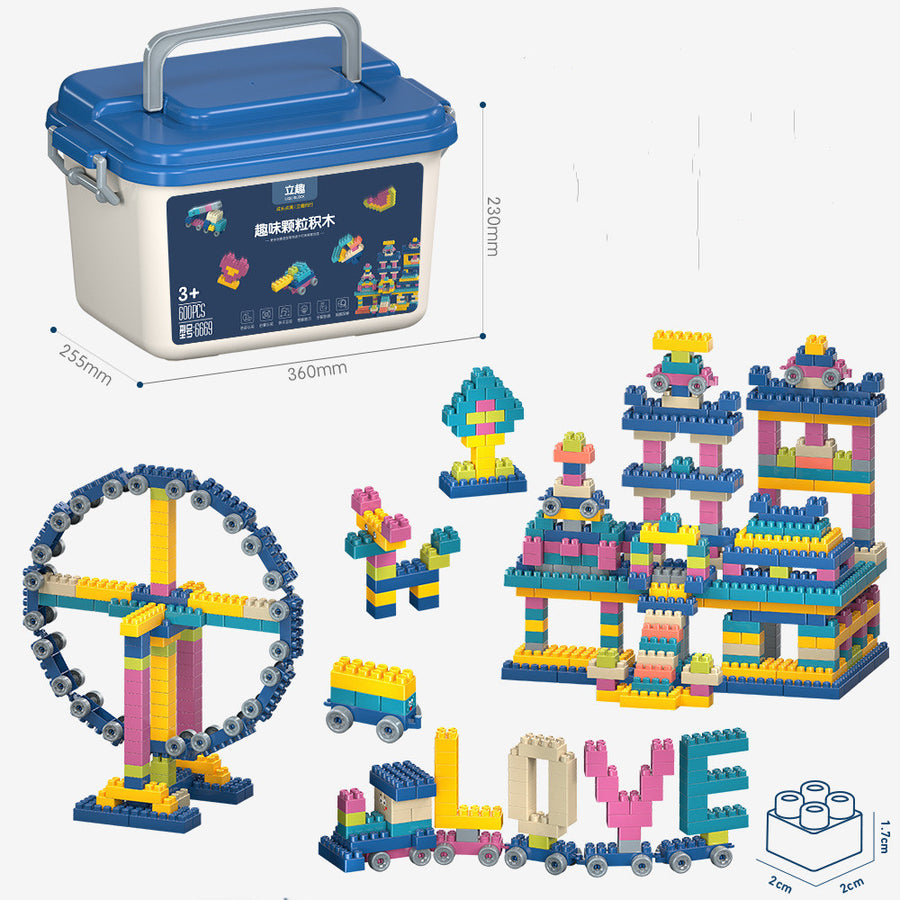 "Kindergarten-Bauklötze aus Kunststoff, zusammengebautes Lernspielzeug, tragbares Geschenkset in einer Box"