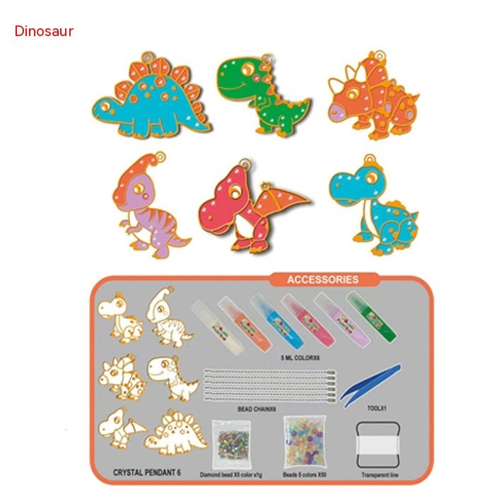 Kinder Kristall kleber Malerei Backfrei Malerei DIY Handgemachte Ornamente Mädchen Spielzeug Anzug Weihnachts geschenke