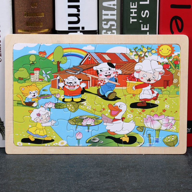 80PCS holz pädagogisches spielzeug bildungs entwicklung baby kinder ausbildung spielzeug kinder tier puzzle