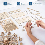 Robotime DIY Holz drehbares Riesenrad Modell mit Spielmusik Spielzeug für Kinder Geburtstag TGN01