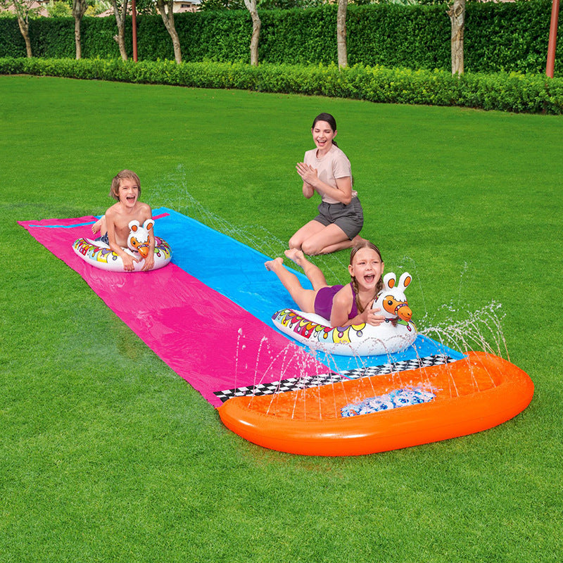 Outdoor-Park-Gras-Wasserspray-Doppel-Surf-Wasserrutsche-Aufblasbare Spielzeuge