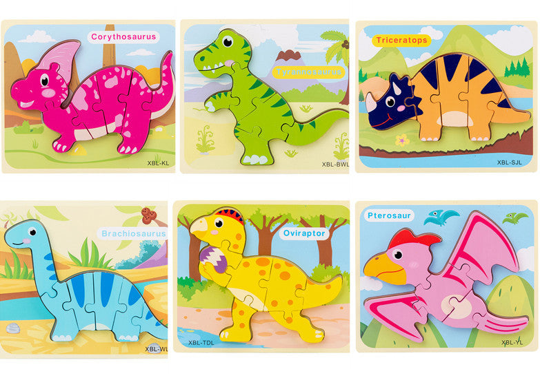 Holz 3D Dinosaurier Hand Greifen Bord Puzzle