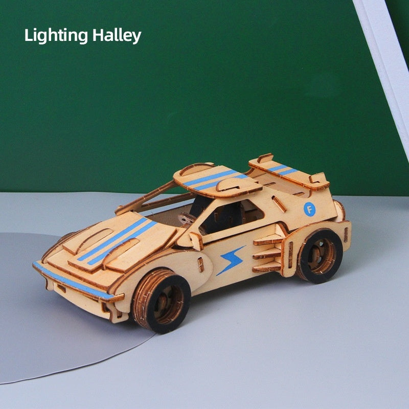 Drei dimensionales Puzzle-Auto Holz Kinder pädagogisches Spielzeug von Hand zusammen gebaut