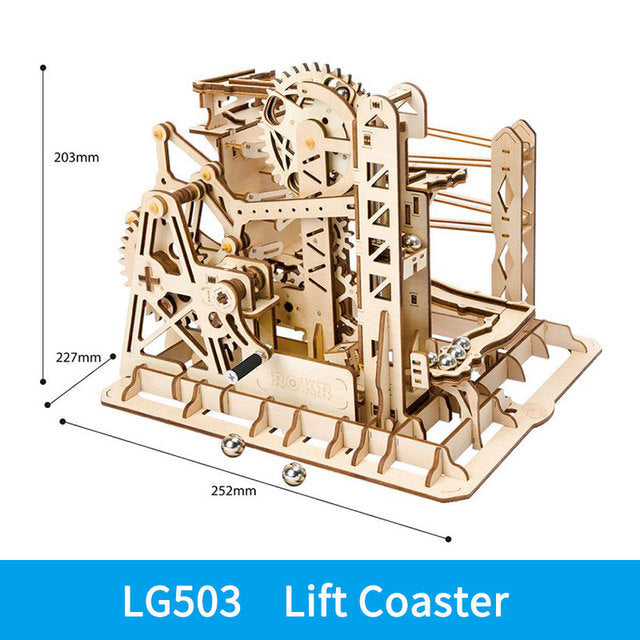 Robotime ROKR Marmor Run Blöcke Spiel 3D DIY Holz Puzzle Wasserrad Bahn Modell Gebäude Kit Spielzeug für Kinder LG501 Dropship