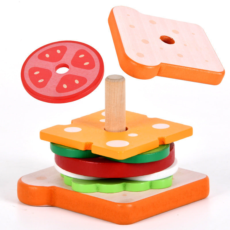 Holz simuliertes Burger Sandwich Kinder pädagogisches Spielzeug