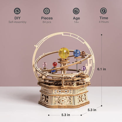 ROKR Rotierende Sternennacht-mechanische Spieluhr 3D-Holz-Puzzle-Montage Modell Gebäude Kits Spielzeug für Kinder Kinder-AMK51