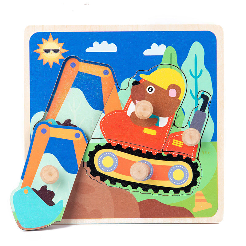 Kinderspielzeug Holz Neu 3D Dreidimensionale Holz-Pegs Handgreif-Puzzle