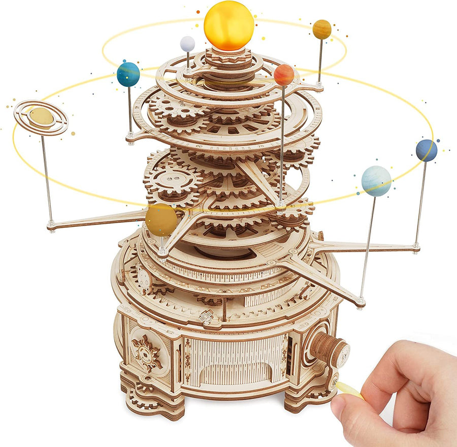 Robotime ROKR 316PCS drehbarer mechanischer Orrery 3D Holz puzzle Spiele montieren Modell Gebäude Kits Spielzeug Geschenk für Kinder Jungen