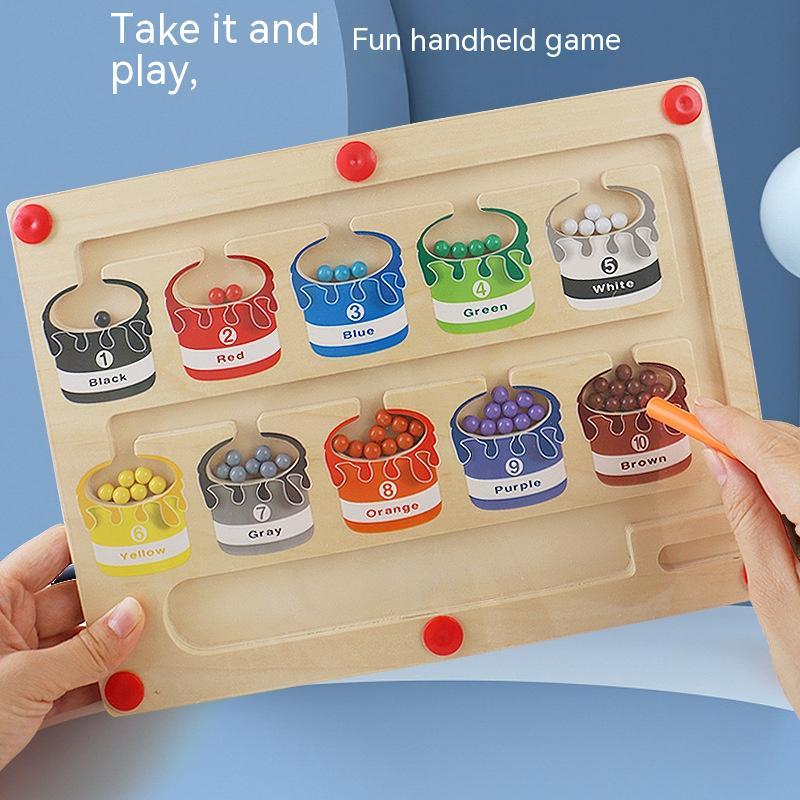 Magnetische Perlen aus Holz Kinder denken pädagogisches Spielzeug