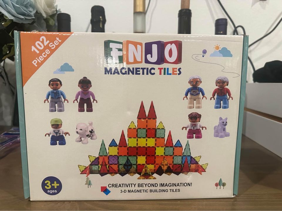 Magnet fliesen, 102PCS Magnet-Bauset, magnetische Bausteine, Bau STEM-Spielzeug für Kinder, Geschenk für Jungen Mädchen