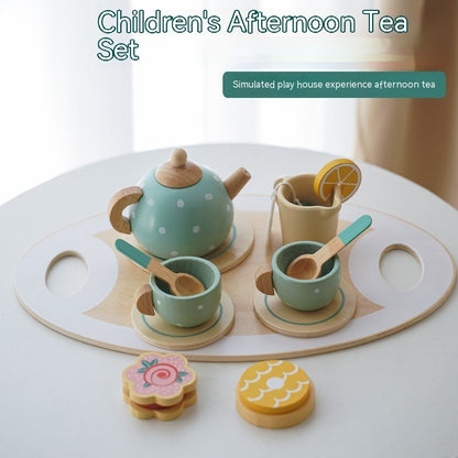 Simulation Kinder spielen Haus Nachmittag Tee Dessert Kuchen Tee Topf und Tasse Tee Set Holz spielzeug Anzug