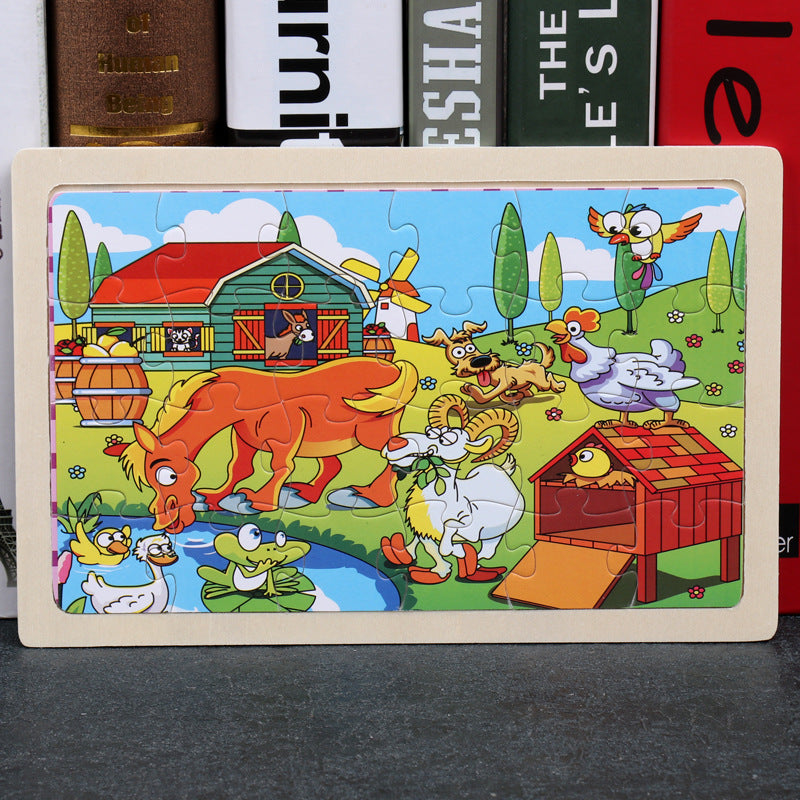 80PCS holz pädagogisches spielzeug bildungs entwicklung baby kinder ausbildung spielzeug kinder tier puzzle