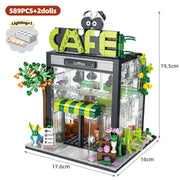 Street View Gebäude Floristen Kaffee Shop Körnige Pieced Blöcke Spielzeug