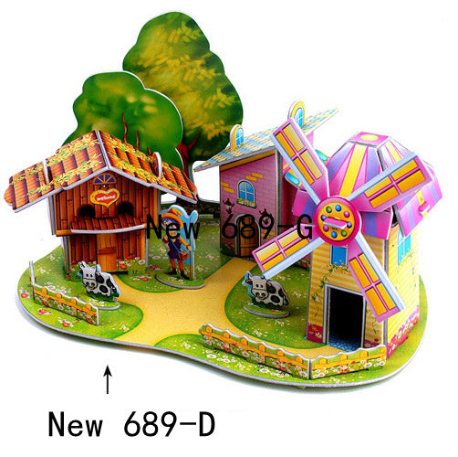 Children's 3D Three Dimensional Puzzle Paper Educational Toys Diy Building Hut