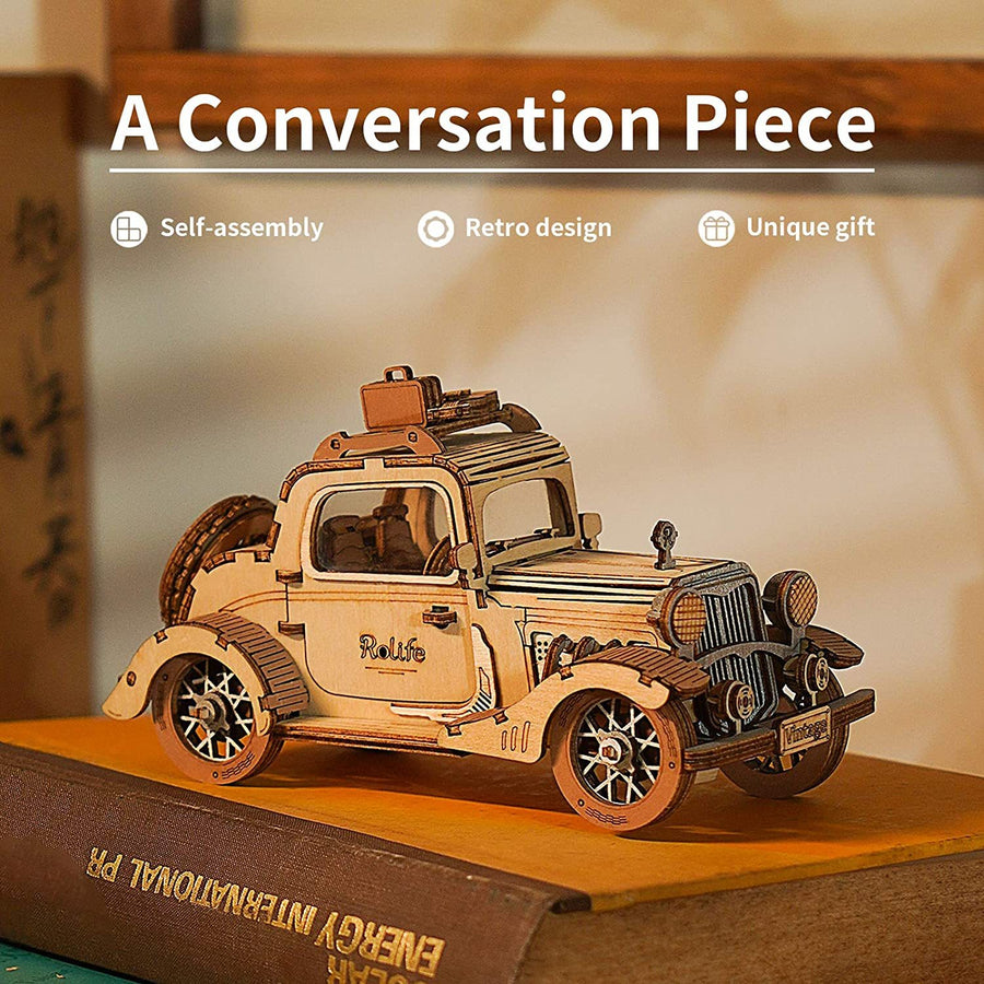 Robotime Rolife Vintage Auto Modell 3D Holz Puzzle Spielzeug für Kinder Erwachsene