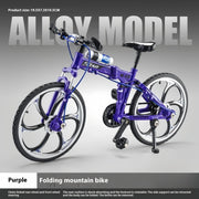 Lila faltbares Mountainbike Modell als detailreiches Dekoobjekt und Sammlerstück