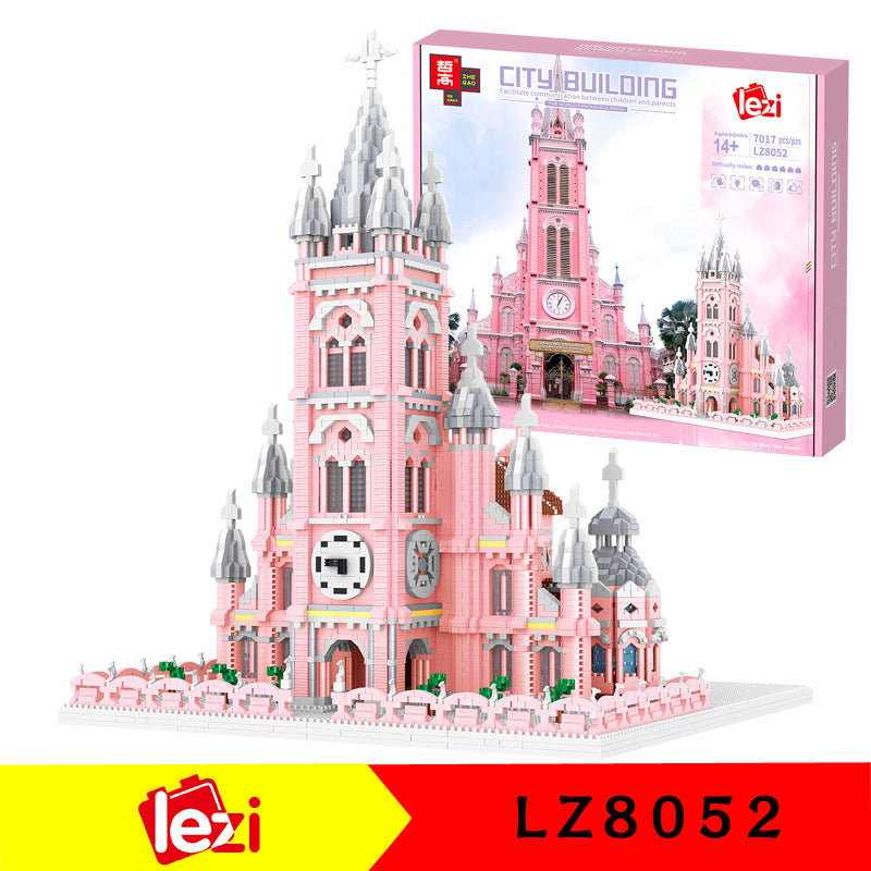 Rot Kirche Modell Dekompression Bausteine Pädagogisches Spielzeug