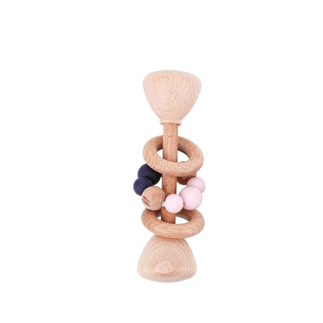 1PC Baby Beißring Spielzeug Buche Holz Rassel Holz Zahnen Ritt