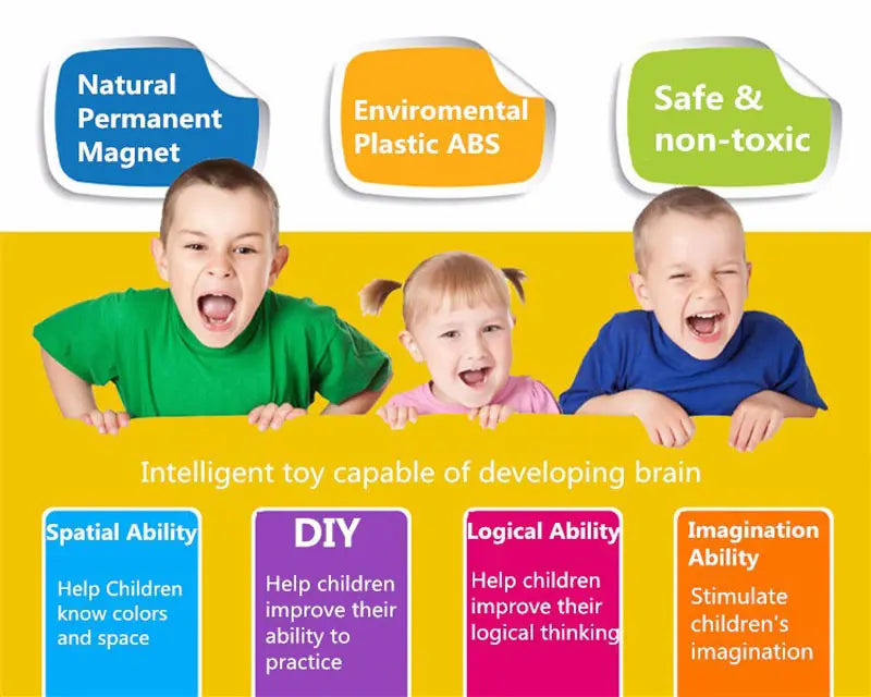 Magnetische Bauklötze als Lernspielzeug für Kinder zur Förderung der Kreativität