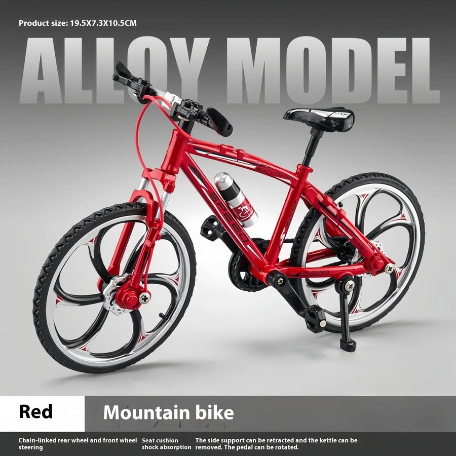 Rotes Mountainbike Modell als detailreiches Dekoobjekt und Sammlerstück
