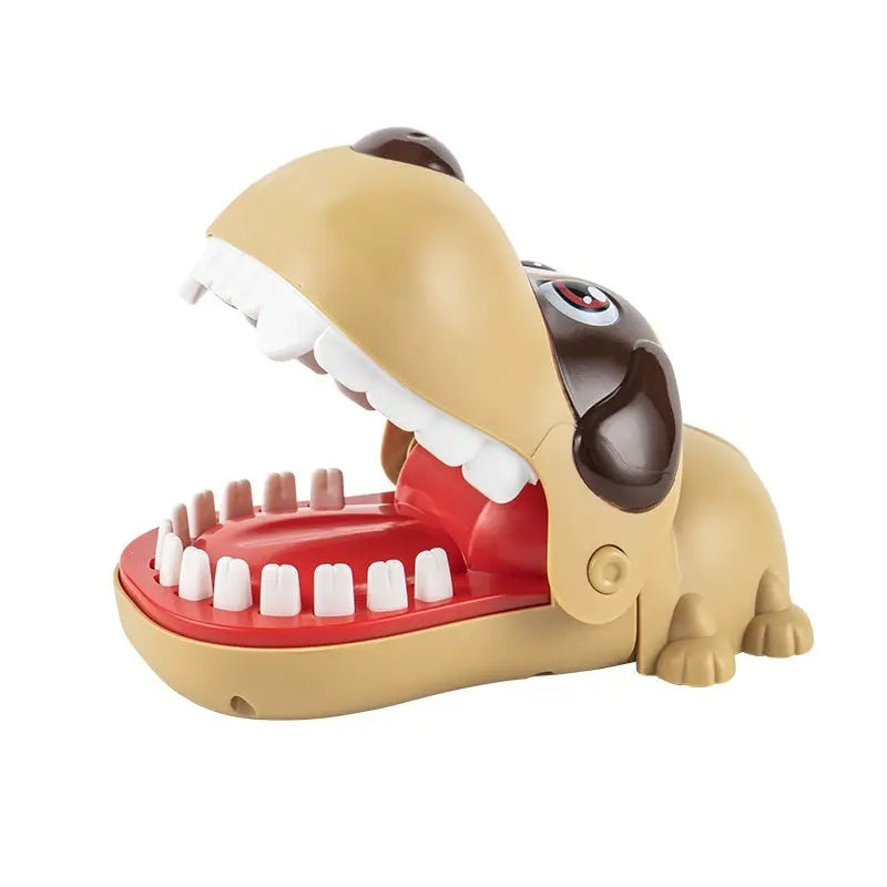 Schnappmechanismus Hundespielzeug in caquefarbener Hundeform