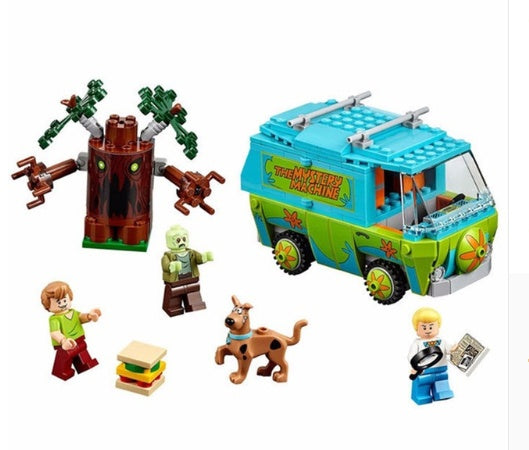 Klemmbausteine-Set mit der Scooby-Doo Mystery Machine, Scooby, Shaggy und weiteren Figuren für Detektiv-Rollenspiele